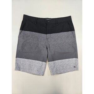 Micros‎ Mens Hybrid Board Shorts Size 34 Black Grey Colorblock Quick Dry